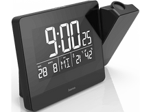 Charger l&#39;image dans la galerie, Horloge numérique noire affichant l&#39;heure, la date et la température.
