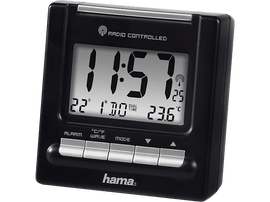 Réveil numérique Hama noir affichant l