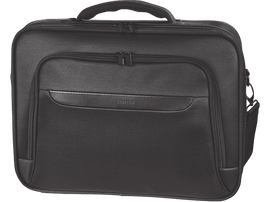 Mallette noire avec poignée, poche avant et fermetures éclair. Logo Hama sur la poche avant.