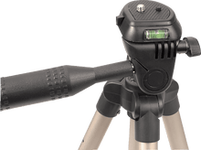 Charger l&#39;image dans la galerie, Tête de trépied noire avec un niveau à bulle et une poignée.
