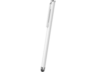 Stylet blanc, incliné sur fond noir. Le stylo a un clip argenté. La pointe est noire.