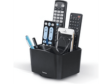 Charger l&#39;image dans la galerie, Un organisateur noir contient des télécommandes, un téléphone, des lunettes et des stylos. L&#39;organisateur est sur une surface blanche. La marque &#39;hama&#39; est visible.
