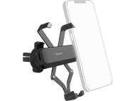 Support de téléphone avec un téléphone. Couleur noire et grise.