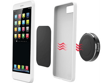 Charger l&#39;image dans la galerie, Un téléphone, une plaque magnétique, une coque et un support de téléphone, montrant la connexion avec des flèches.
