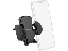 Charger l&#39;image dans la galerie, Support de téléphone de voiture noir avec un téléphone noir attaché. Le support est fixé à l&#39;aération.
