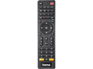 Télécommande Hama noire. De nombreux boutons, avec des chiffres, des flèches et des boutons directionnels.