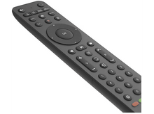 Charger l&#39;image dans la galerie, Une télécommande de télévision gris foncé avec de nombreux boutons. Elle a un bouton OK au centre et des boutons numériques en bas.
