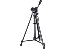 Charger l&#39;image dans la galerie, Trépied noir avec fixation caméra, pieds écartés, fond blanc.
