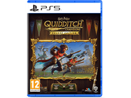 Jaquette de jeu PS5 : Harry Potter Quidditch Champions Deluxe Edition, avec des joueurs volants.