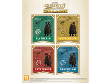 Charger l&#39;image dans la galerie, Quatre équipes de Quidditch avec leurs emblèmes et uniformes, étiquetées comme Serpentard, Poufsouffle, Gryffondor et Serdaigle.
