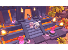 Charger l'image dans la galerie, Personnages animés en 3D dans un environnement stylisé, lave et torches.
