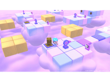 Charger l'image dans la galerie, Un personnage de dessin animé se tient sur une plateforme dans un jeu coloré.
