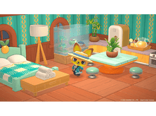 Charger l'image dans la galerie, Un renard de dessin animé avec un chapeau se tient dans une pièce avec des meubles. Il y a un aquarium et des plantes.
