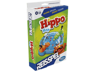 Boîte du jeu Hippo Hap. La boîte montre une scène de jeu avec des hippopotames dans une piscine bleue.