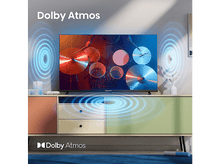 Charger l&#39;image dans la galerie, TV affichant un batteur jouant avec la marque Dolby Atmos et des visuels d&#39;ondes sonores.
