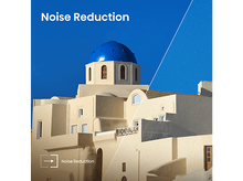 Charger l&#39;image dans la galerie, Image montrant l&#39;effet de réduction du bruit. Un bâtiment bruité est comparé à une image claire.
