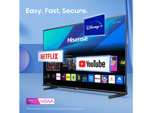 Charger l&#39;image dans la galerie, Un téléviseur intelligent affichant des logos de services de streaming et un fond bleu.
