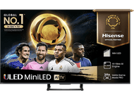 TV Hisense avec joueurs, logo FIFA et texte sur ULED Mini LED et AI TV.