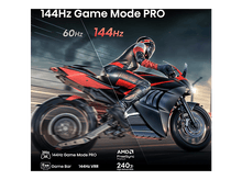 Charger l&#39;image dans la galerie, Image d&#39;une moto avec du texte sur le mode Jeu PRO 144Hz. Focus sur la moto.
