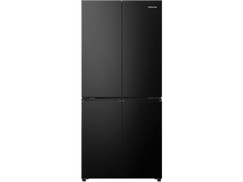 Réfrigérateur Hisense noir à quatre portes. C
