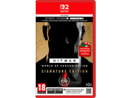 Boîte de jeu Hitman World of Assassination, boîtier rouge, avec un homme en costume.