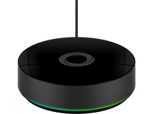 Charger l&#39;image dans la galerie, Hub domotique noir rond avec anneau lumineux en bas et dessus brillant.
