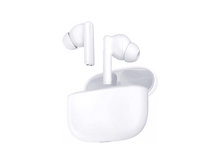 Charger l&#39;image dans la galerie, Écouteurs sans fil blancs avec étui. Un écouteur est en dehors de l&#39;étui.
