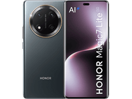 Téléphone Honor Magic7 Lite 5G, deux côtés, arrière et avant. Gris foncé, caméra et écran.
