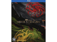Couverture du disque Blu-ray pour la saison 2 de House of the Dragon. Avec des dragons et des drapeaux.
