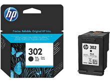 Charger l&#39;image dans la galerie, Boîte et cartouche d&#39;encre HP 302. La boîte a des papillons et du texte. La cartouche est noire.
