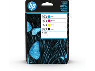 Cartouches d'encre HP 953 4-pack avec un motif de papillons bleus.