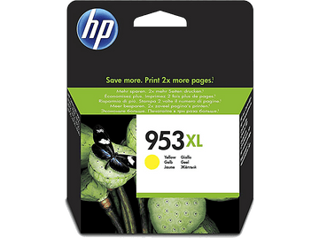 Cartouche d'encre HP 953XL. Emballage noir et vert avec papillon et texte en plusieurs langues.