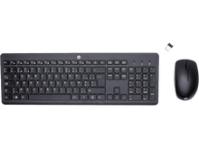 Charger l&#39;image dans la galerie, Un clavier et une souris noirs sur un fond noir, avec un récepteur USB attaché.
