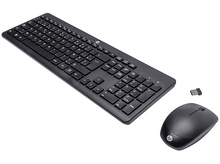 Charger l&#39;image dans la galerie, Clavier, souris et récepteur USB sans fil noirs sur fond blanc. Le clavier est au premier plan.
