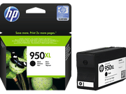Paquet de cartouches d'encre HP 950XL. Couleurs noir et blanc. Contient une cartouche d'encre noire.