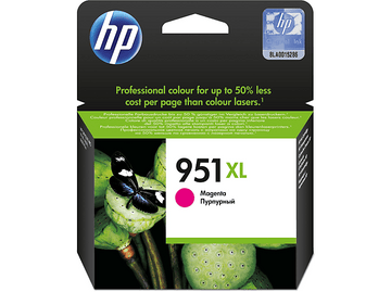 Cartouche d'encre HP 951XL Magenta. L'emballage présente une image d'un papillon sur une fleur.