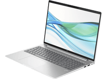 Charger l&#39;image dans la galerie, Ordinateur portable argenté ouvert, affichant un écran avec un design bleu et vert.
