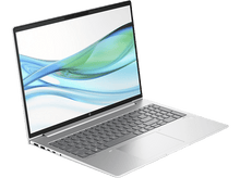 Charger l&#39;image dans la galerie, Ordinateur portable argenté avec écran affichant un design abstrait bleu et vert. Fond blanc.
