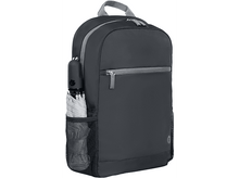 Charger l'image dans la galerie, Sac à dos noir avec une poche latérale contenant un parapluie fermé.
