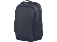 Sac à dos noir avec poignée et poche latérale sur fond noir.