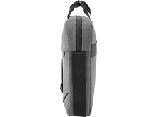 Charger l&#39;image dans la galerie, Vue latérale d&#39;une sacoche pour ordinateur portable grise avec fermeture éclair noire et sangle.
