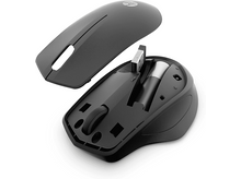 Charger l'image dans la galerie, Souris HP noire avec compartiment ouvert montrant les composants.
