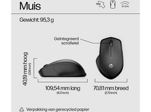 Charger l'image dans la galerie, Souris d'ordinateur noire avec dimensions et le mot 'Muis'.
