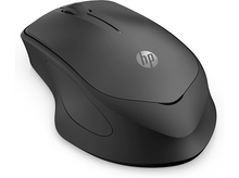 Charger l'image dans la galerie, Une souris d'ordinateur noire avec un logo argenté sur fond blanc.
