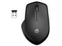 Charger l'image dans la galerie, Une souris sans fil HP noire avec un récepteur USB à côté.
