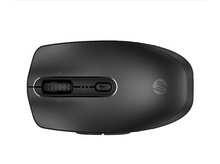 Charger l&#39;image dans la galerie, Souris sans fil noire vue de dessus. Molette argentée et bouton Bluetooth visibles.
