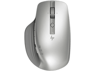 Souris HP argentée avec molette et deux options de connexion.