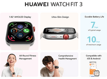 Charger l&#39;image dans la galerie, HUAWEI Smartwatch Fit 3 Bracelet en fluoroélastomère Blanc (55020CJH)
