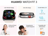 HUAWEI Smartwatch Fit 3 Bracelet en fluoroélastomère Rose (55020CEF) Smartwatch Rose