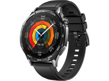 Charger l&#39;image dans la galerie, Montre connectée noire affichant l&#39;heure, les pas et les statistiques, bracelet noir.
